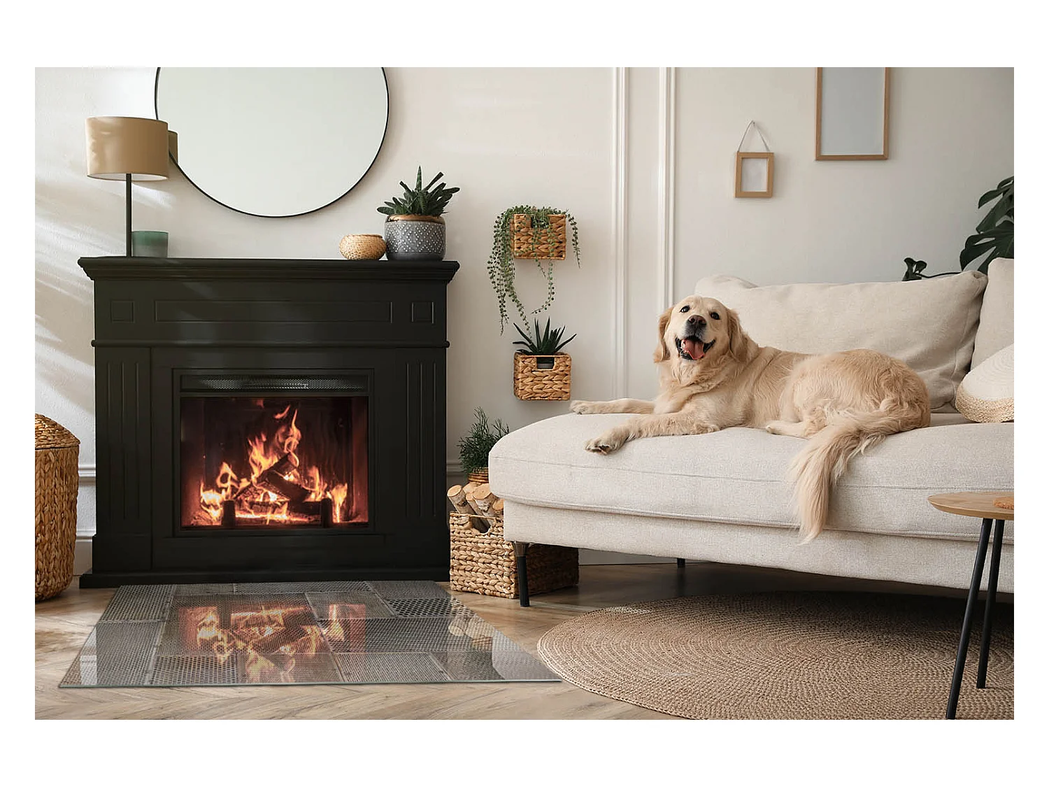 Plaque de sol en verre pour poêle - Rectangle - 100x70 - Modèle de tôle perforée