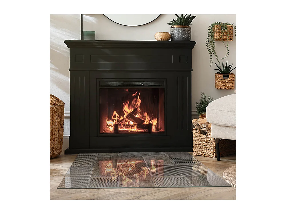 Plaque de sol en verre pour poêle - Rectangle - 100x70 - Modèle de tôle perforée