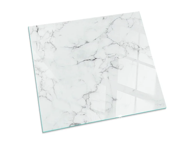 Glasplatte zum Schutz vor Funkenflug, Kaminauflage - Quadrat - 60x60 - Marmormuster mit Adern