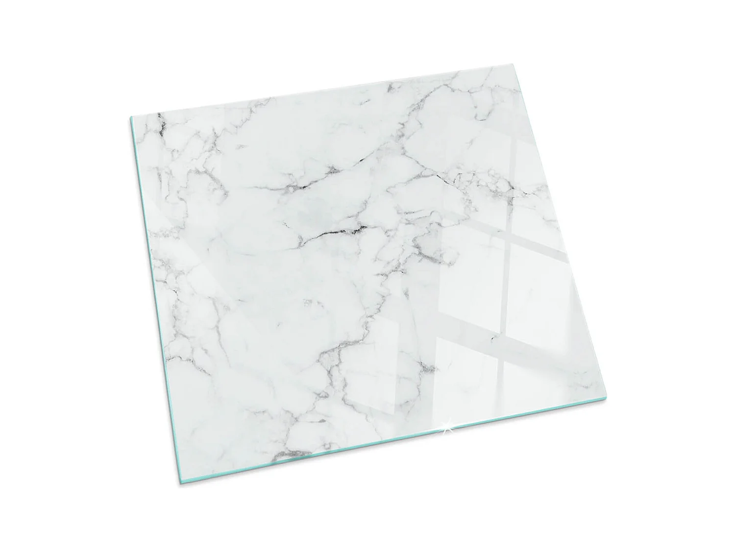 Glasplatte zum Schutz vor Funkenflug, Kaminauflage - Quadrat - 60x60 - Marmormuster mit Adern