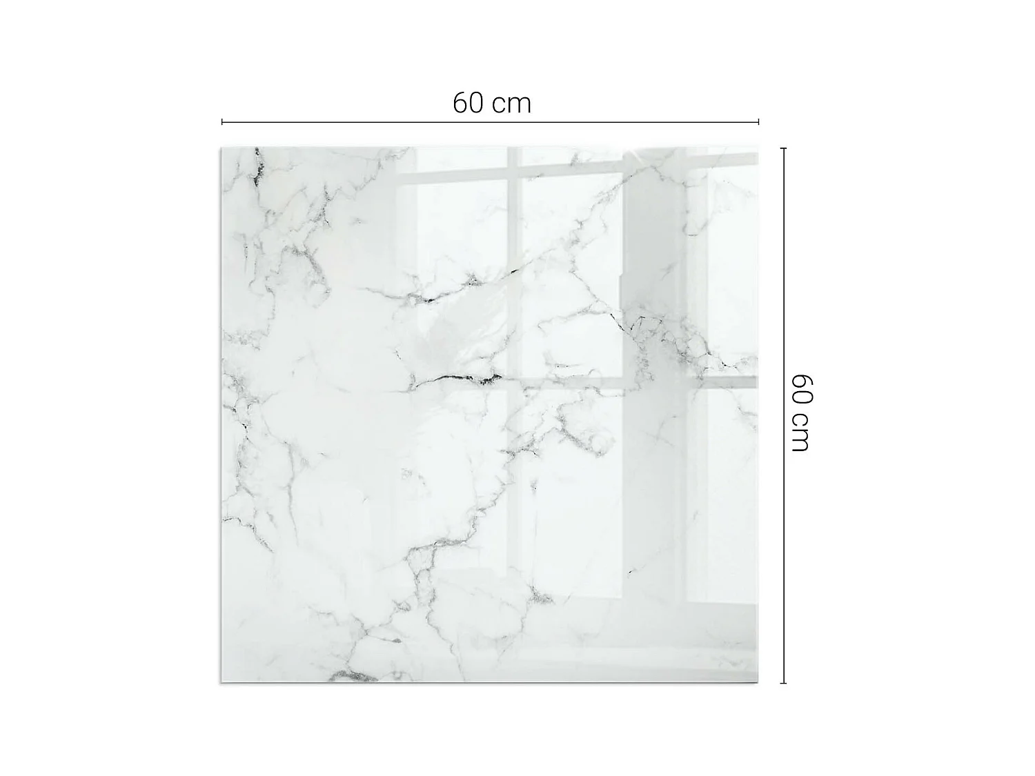 Glasplatte zum Schutz vor Funkenflug, Kaminauflage - Quadrat - 60x60 - Marmormuster mit Adern