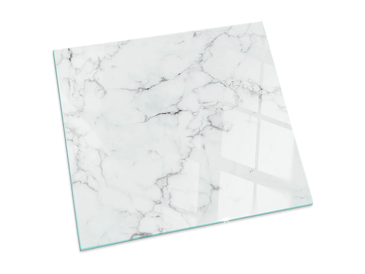 Glasplatte zum Schutz vor Funkenflug, Kaminauflage - Quadrat - 60x60 - Marmormuster mit Adern