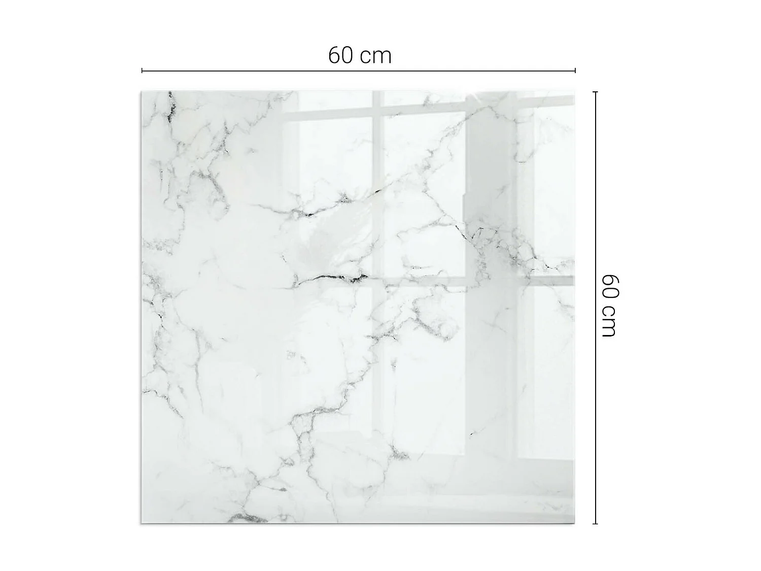 Glasplatte zum Schutz vor Funkenflug, Kaminauflage - Quadrat - 60x60 - Marmormuster mit Adern