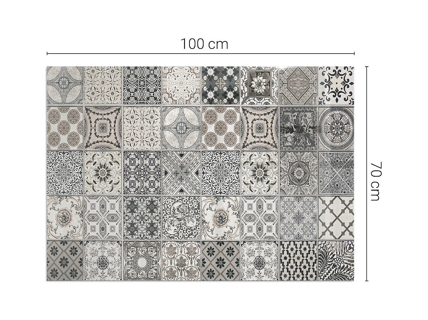 Plaque de sol en verre pour poêle - Rectangle - 100x70 - Modèles de carreaux décoratifs