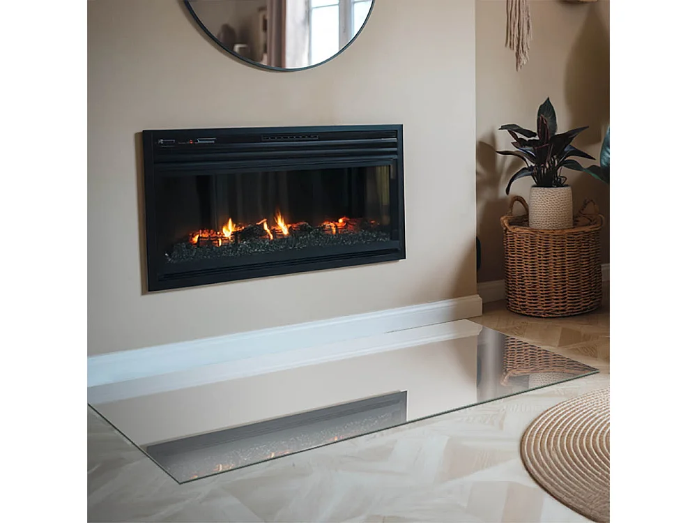 Glasplatte zum Schutz vor Funkenflug, Kaminauflage - Rechteck - 140x70 - Farbe Grau