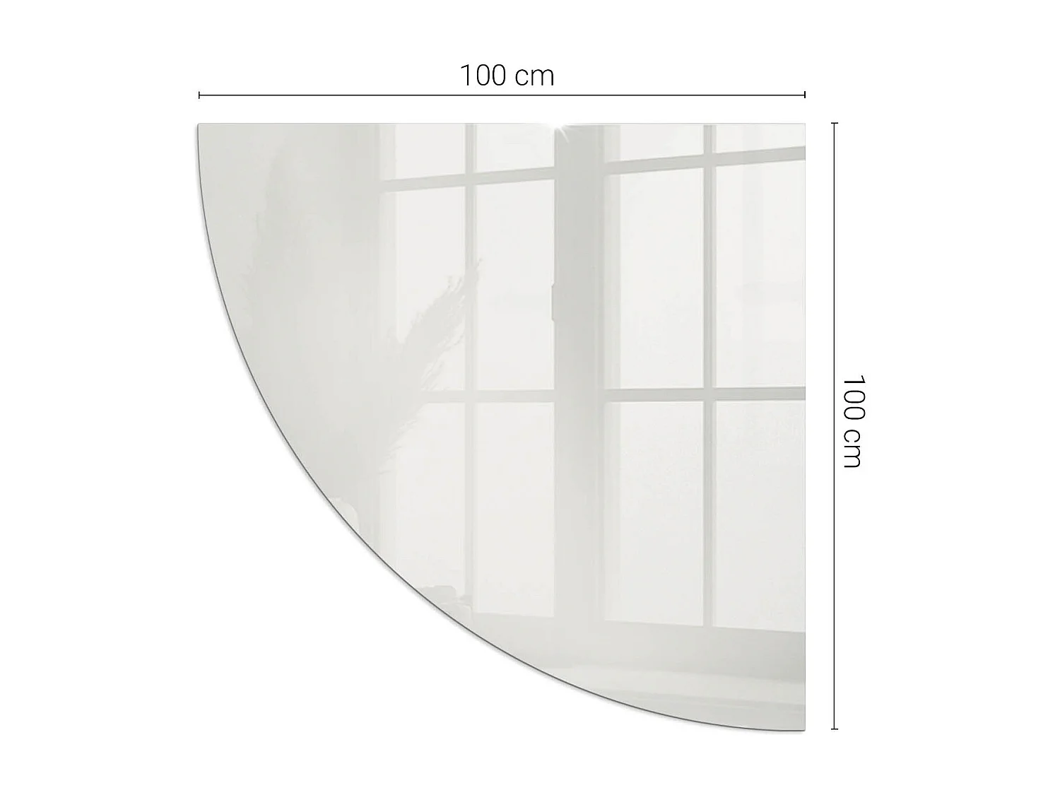 Glasplatte zum Schutz vor Funkenflug, Kaminauflage - Ein Viertel - 1/4 100x100 - Farbe Grau