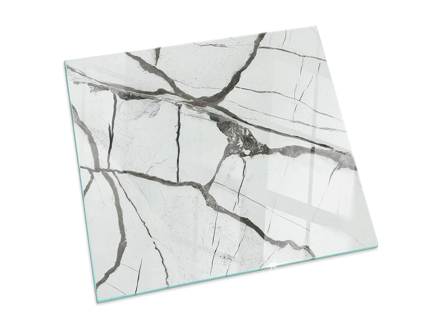 Glasplatte zum Schutz vor Funkenflug, Kaminauflage - Quadrat - 50x50 - Marmoradermuster