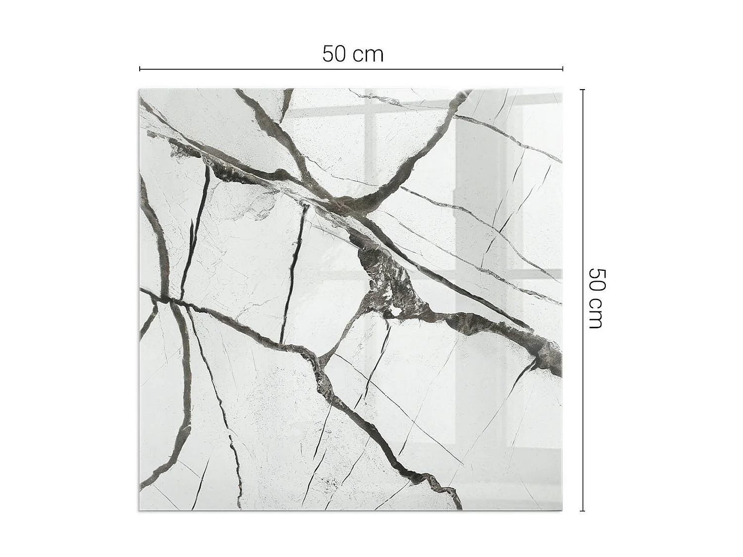 Glasplatte zum Schutz vor Funkenflug, Kaminauflage - Quadrat - 50x50 - Marmoradermuster