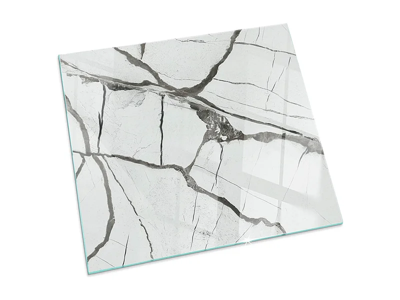 Glasplatte zum Schutz vor Funkenflug, Kaminauflage - Quadrat - 50x50 - Marmoradermuster