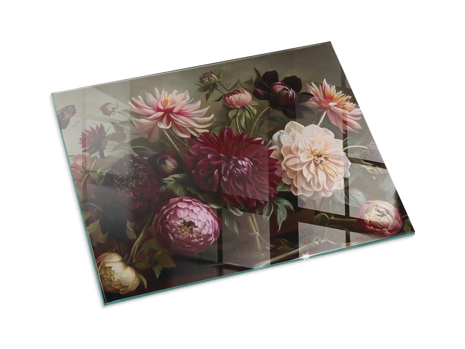 Glasplatte zum Schutz vor Funkenflug, Kaminauflage - Rechteck - 80x60 - Abstraktes Marmormuster