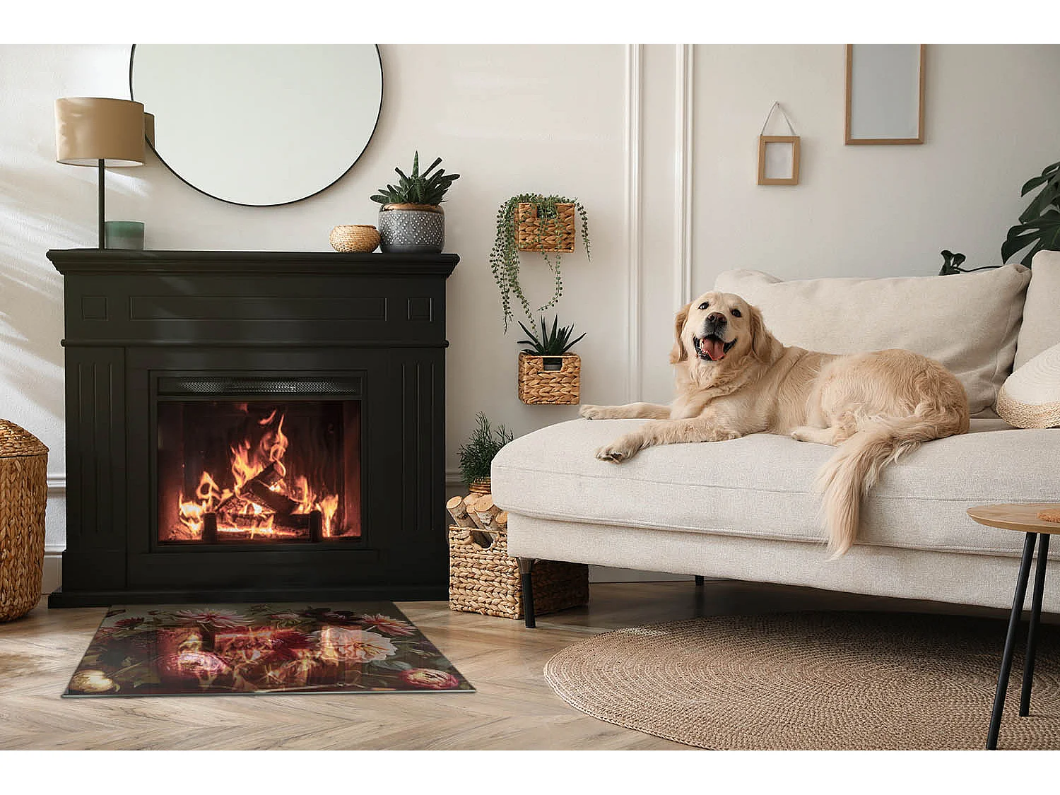 Glasplatte zum Schutz vor Funkenflug, Kaminauflage - Rechteck - 80x60 - Abstraktes Marmormuster