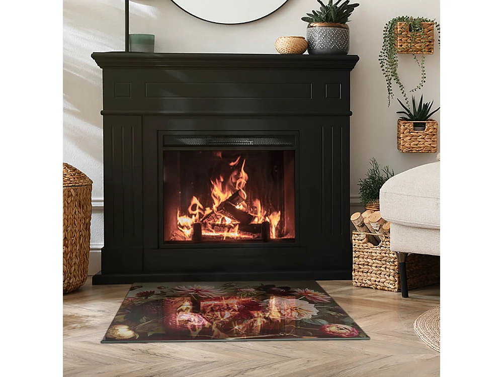 Glasplatte zum Schutz vor Funkenflug, Kaminauflage - Rechteck - 80x60 - Abstraktes Marmormuster