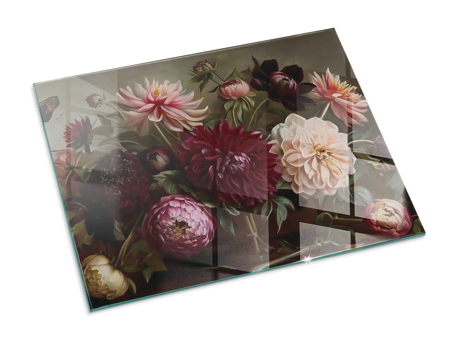 Glasplatte zum Schutz vor Funkenflug, Kaminauflage - Rechteck - 80x60 - Abstraktes Marmormuster