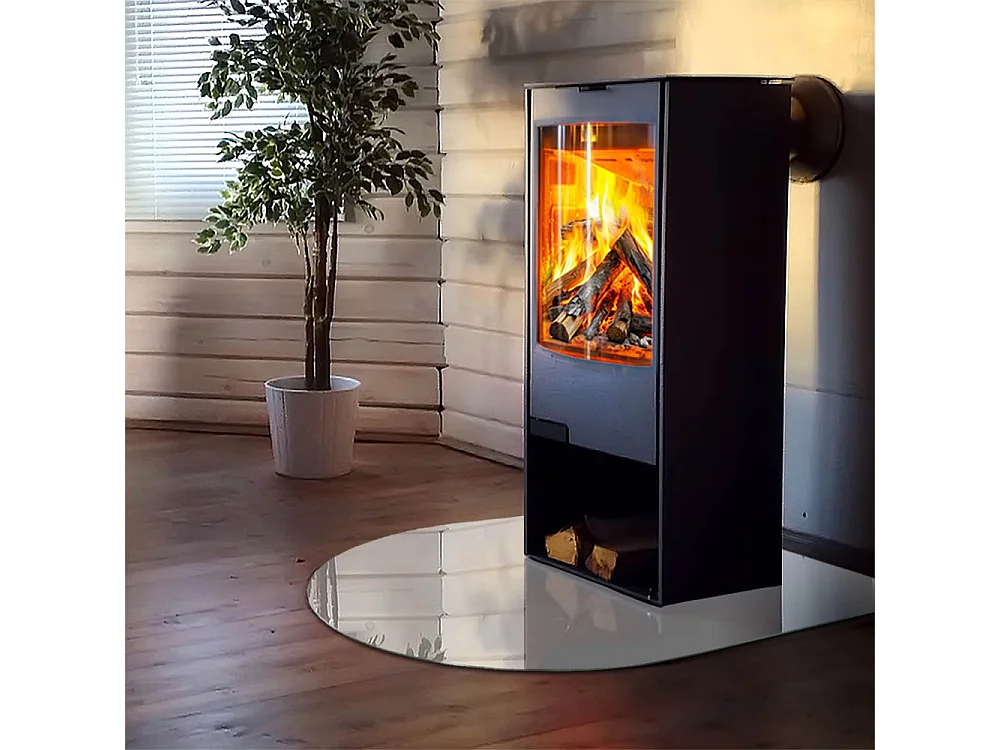 Glasplatte zum Schutz vor Funkenflug, Kaminauflage - halbrund - 100x100 - Farbe Braun