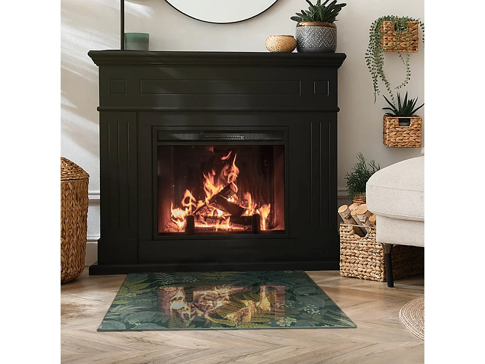 Vloerplaat voor houtkachel, onder open haard - Rechthoek - 80x60 - Bloemenboeket tot in detail