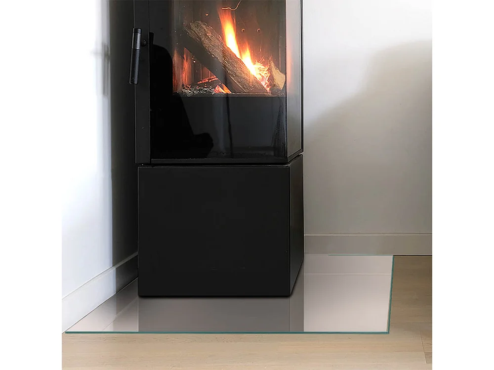 Plaque de sol en verre pour poêle - Carré - 60x60 - Couleur Rose pâle