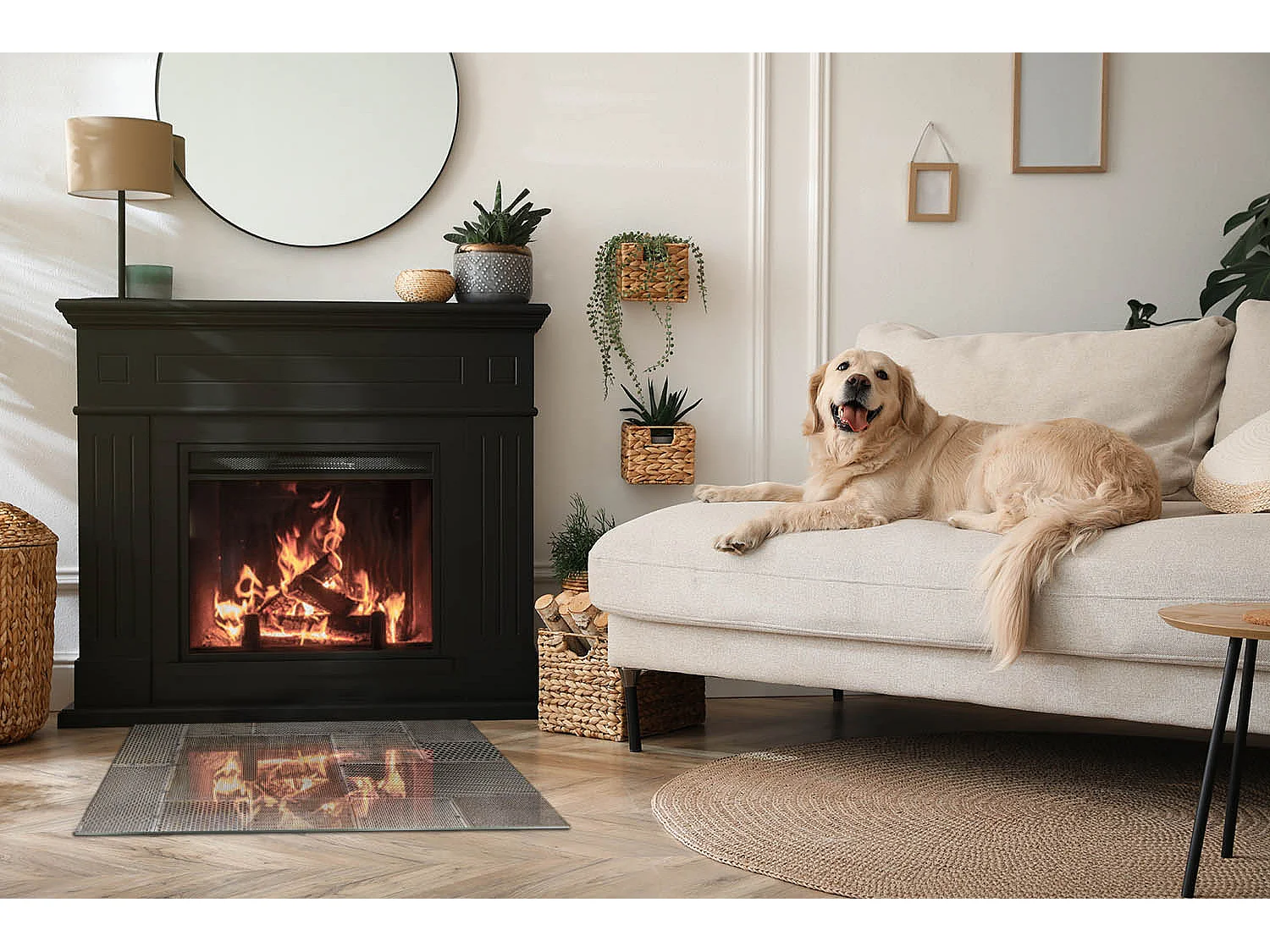 Glasplatte zum Schutz vor Funkenflug, Kaminauflage - Rechteck - 80x60 - Natursteinstruktur