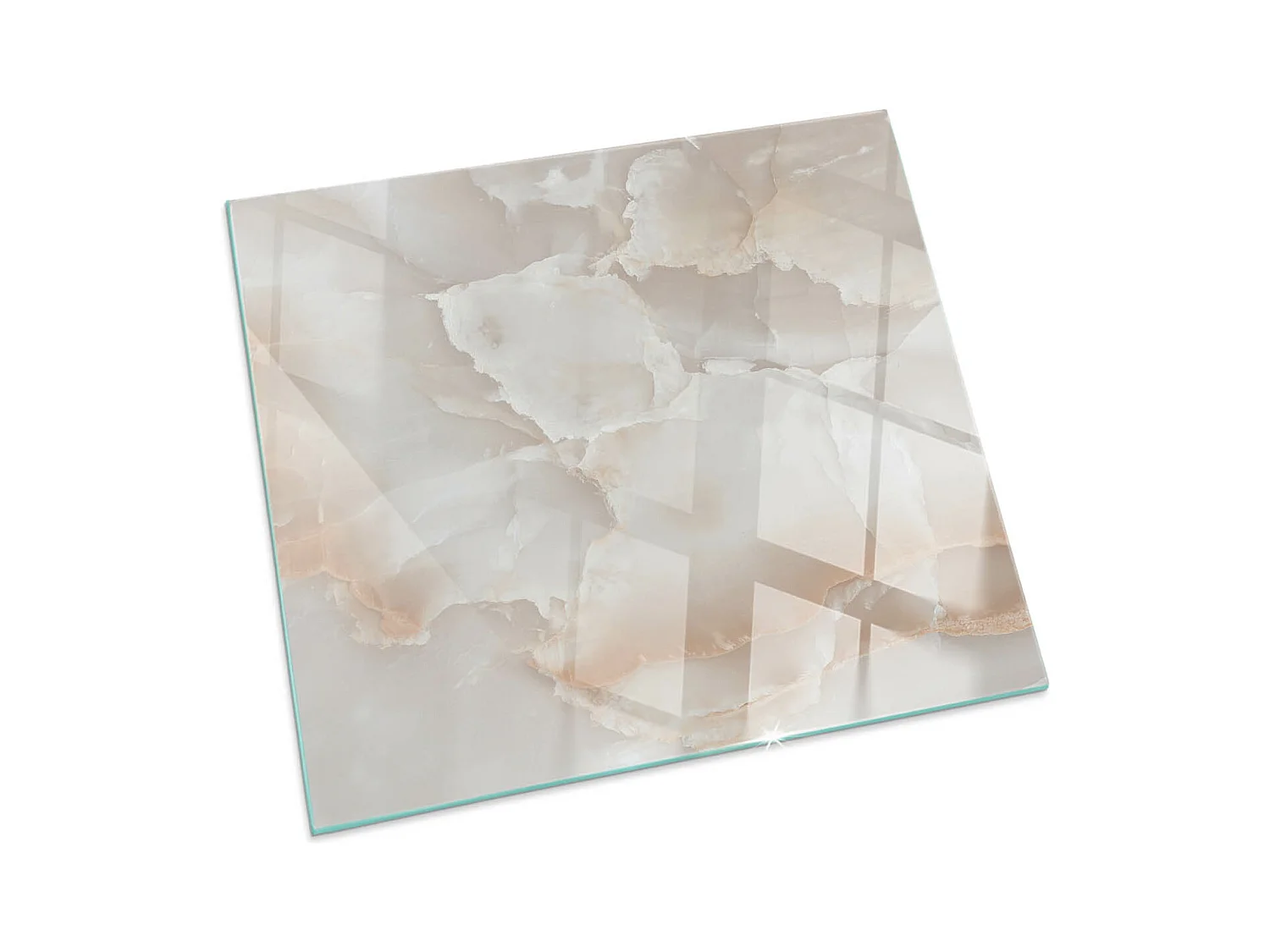 Plaque de sol en verre pour poêle - Carré - 60x60 - Motif en pierre naturelle