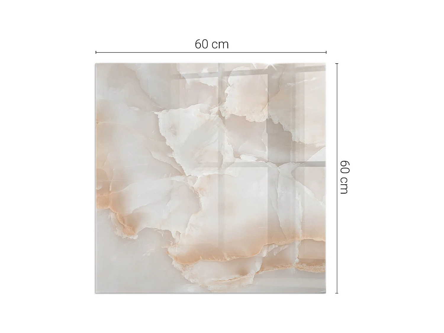 Plaque de sol en verre pour poêle - Carré - 60x60 - Motif en pierre naturelle