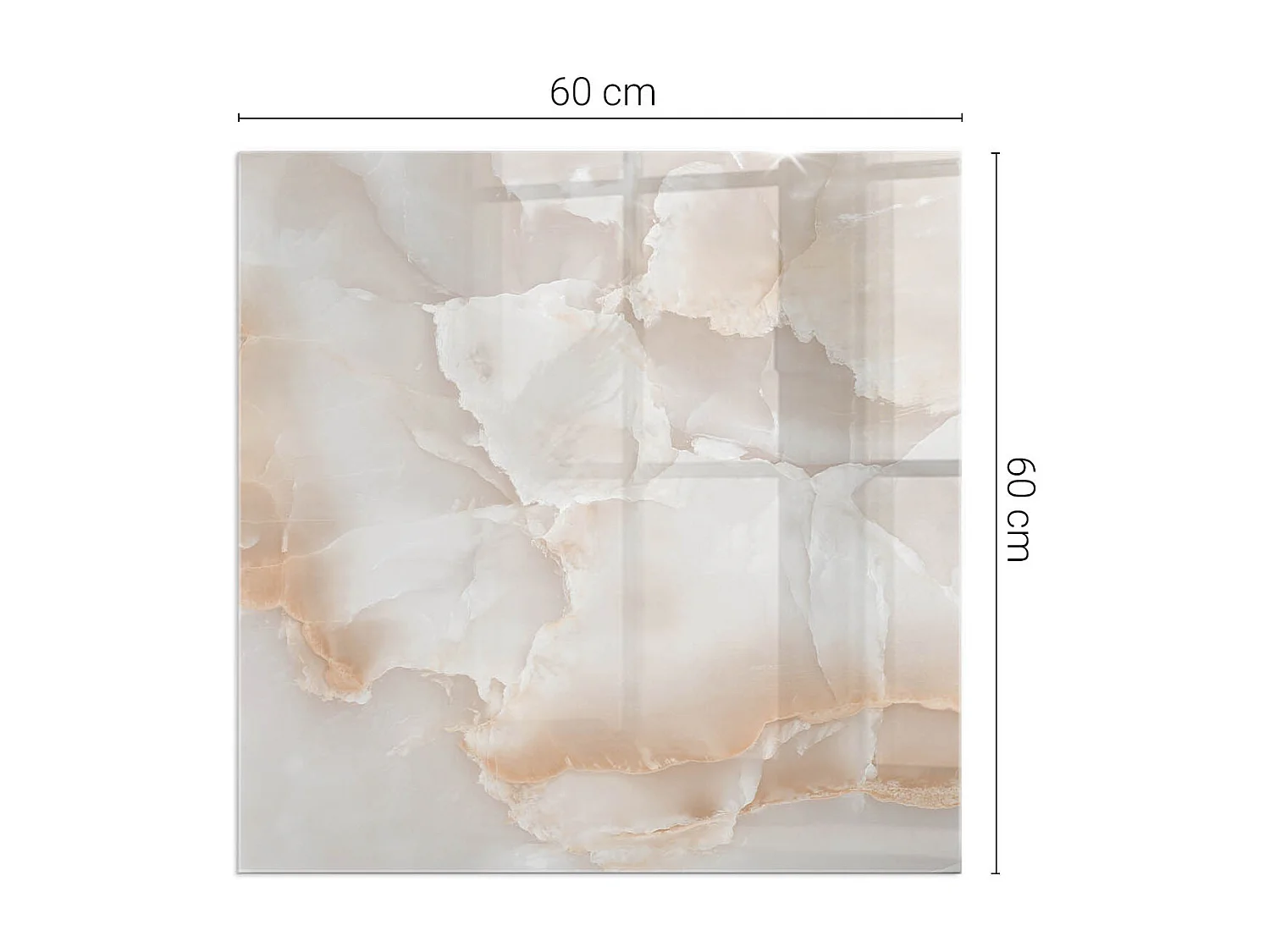 Glasplatte zum Schutz vor Funkenflug, Kaminauflage - Quadrat - 60x60 - Natursteinmuster