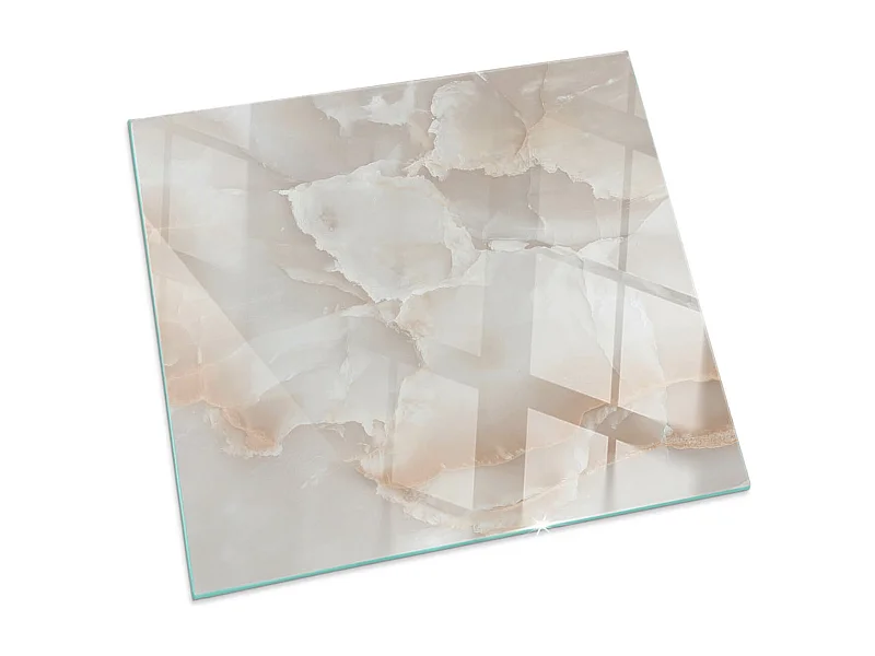 Glasplatte zum Schutz vor Funkenflug, Kaminauflage - Quadrat - 60x60 - Natursteinmuster