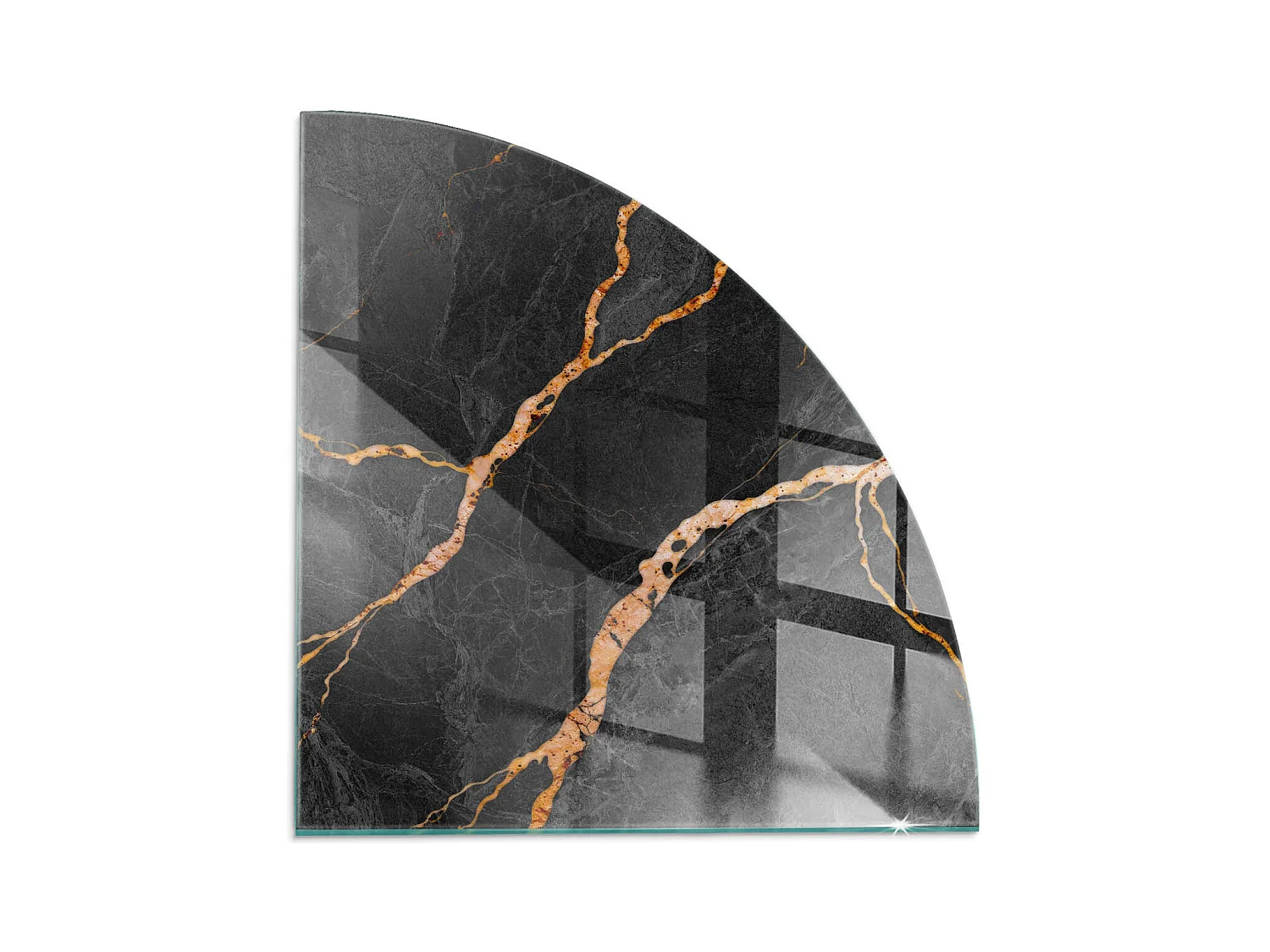 Glasplatte zum Schutz vor Funkenflug, Kaminauflage - Ein Viertel - 1/4 100x100 - Eleganter Marmor mit Adern