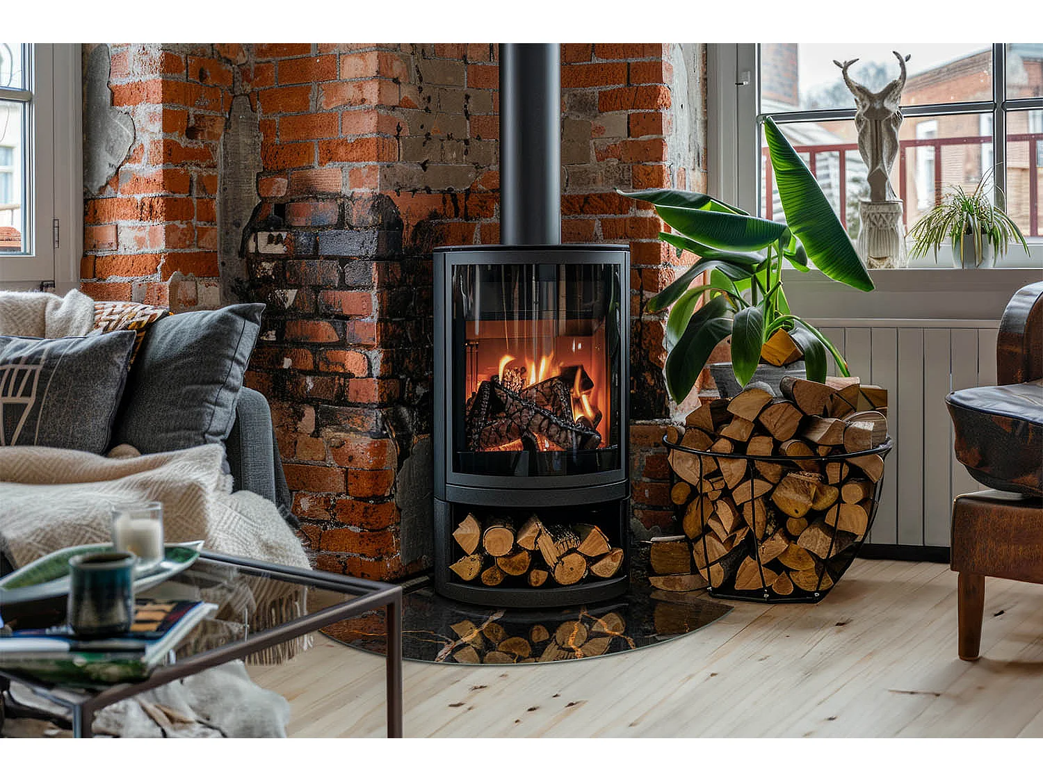 Glasplatte zum Schutz vor Funkenflug, Kaminauflage - Ein Viertel - 1/4 100x100 - Eleganter Marmor mit Adern