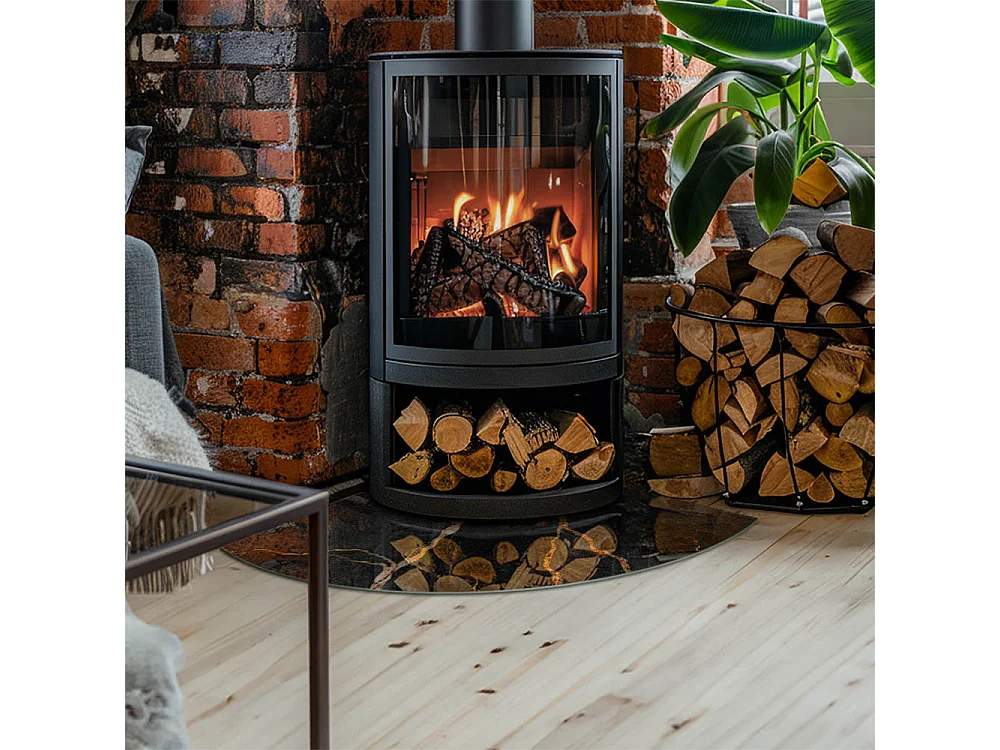 Glasplatte zum Schutz vor Funkenflug, Kaminauflage - Ein Viertel - 1/4 100x100 - Eleganter Marmor mit Adern