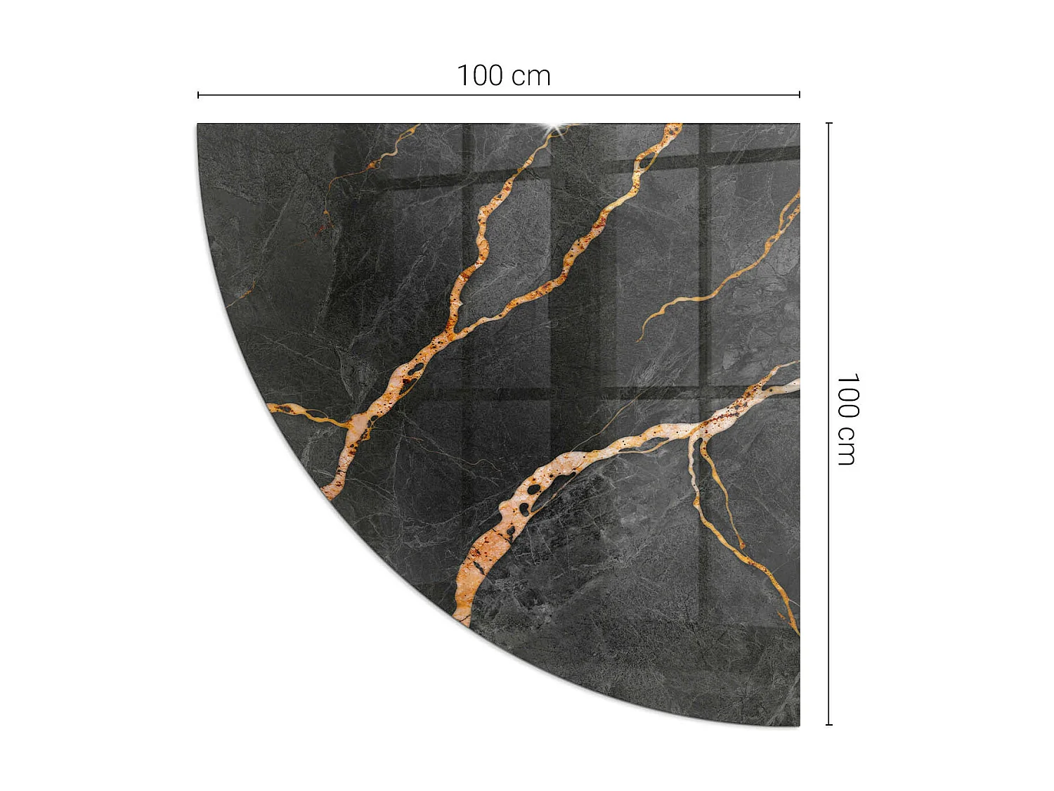 Glasplatte zum Schutz vor Funkenflug, Kaminauflage - Ein Viertel - 1/4 100x100 - Eleganter Marmor mit Adern