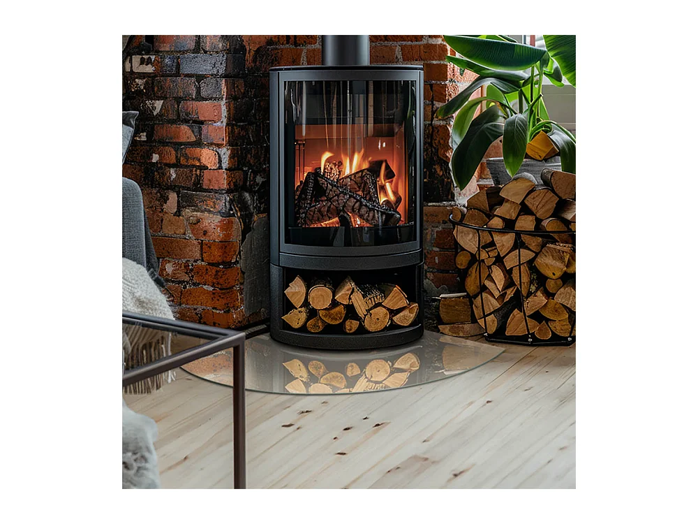 Vloerplaat voor houtkachel, onder open haard - Een kwart - 1/4 100x100 - Kleur Beige