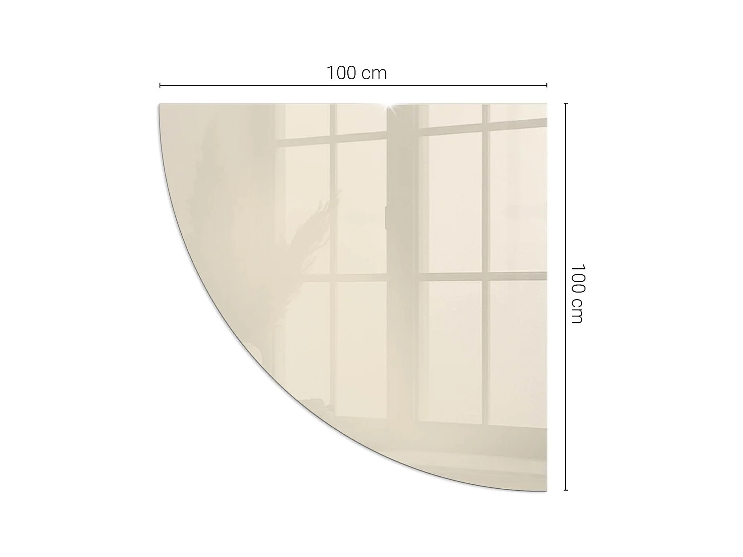 Vloerplaat voor houtkachel, onder open haard - Een kwart - 1/4 100x100 - Kleur Beige