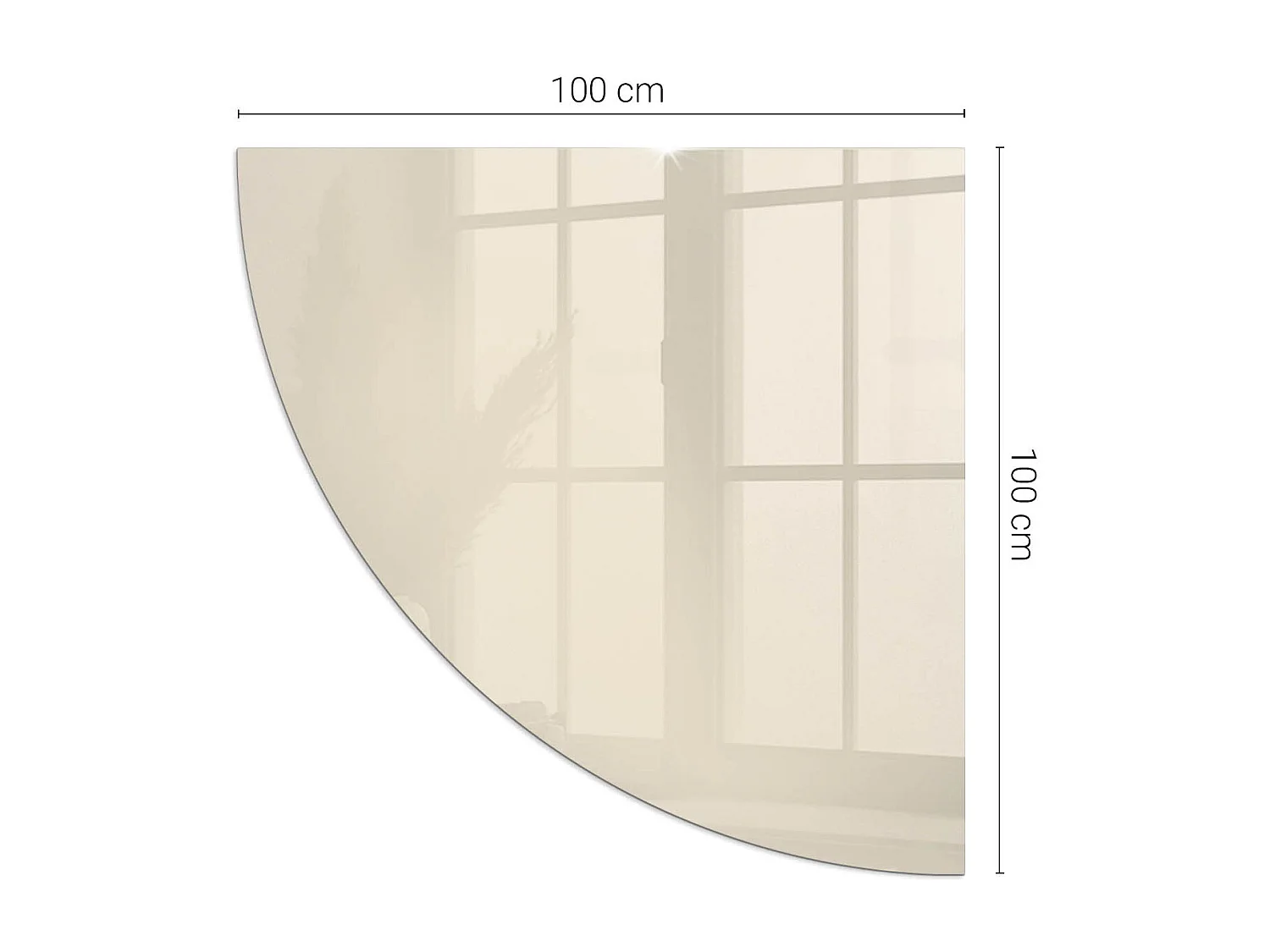 Glasplatte zum Schutz vor Funkenflug, Kaminauflage - Ein Viertel - 1/4 100x100 - Farbe Beige