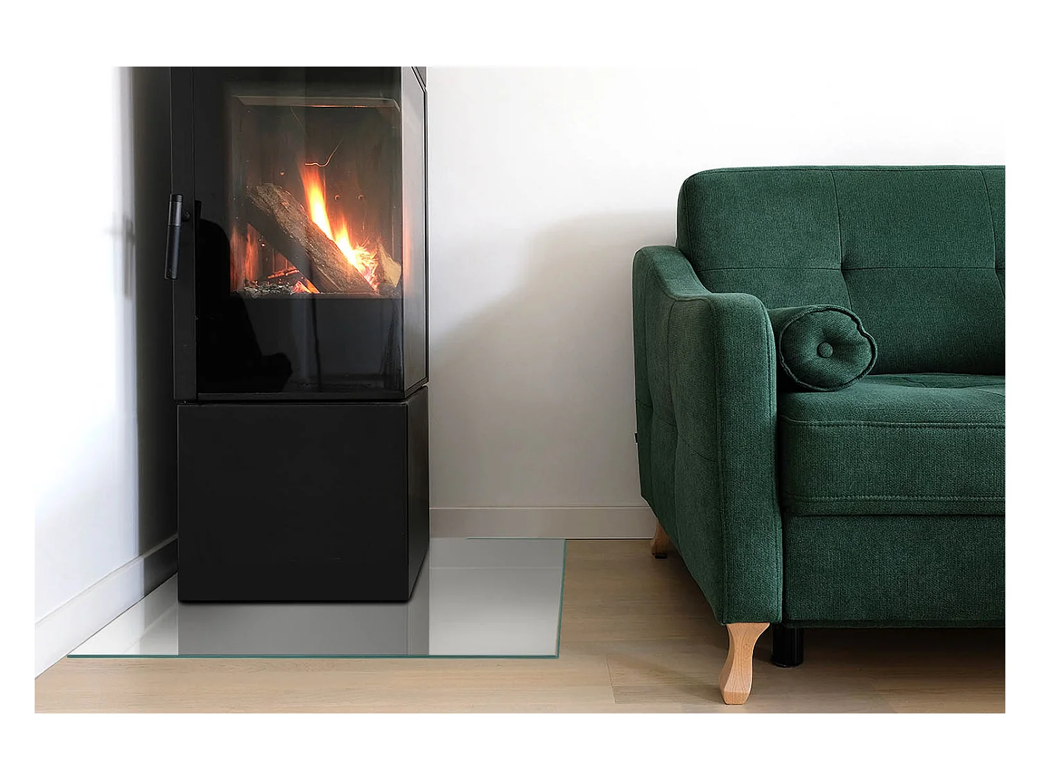 Plaque de sol en verre pour poêle - Carré - 60x60 - Couleur ivoire