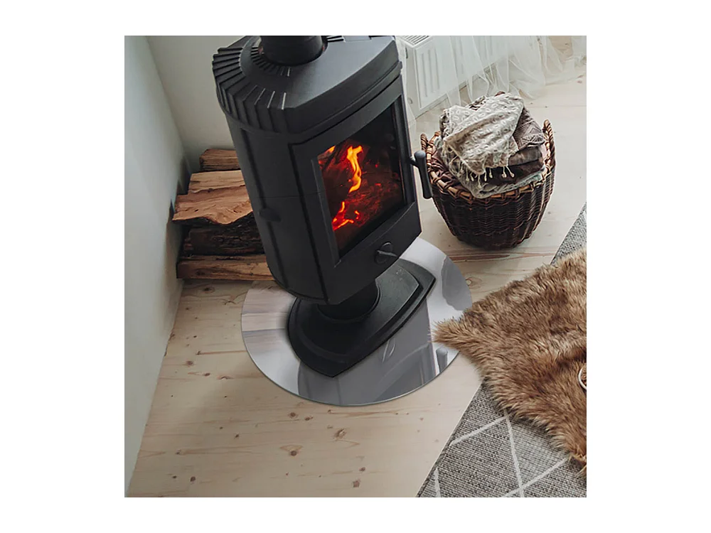 Vloerplaat voor houtkachel, onder open haard - Wiel - 50x50 - Kleur Lichtgrijs