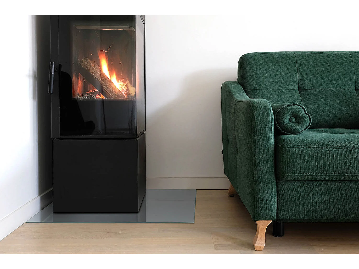 Glasplatte zum Schutz vor Funkenflug, Kaminauflage - Rechteck - 60X40 - Farbe Grau