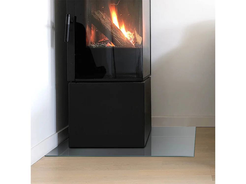 Glasplatte zum Schutz vor Funkenflug, Kaminauflage - Rechteck - 60X40 - Farbe Grau