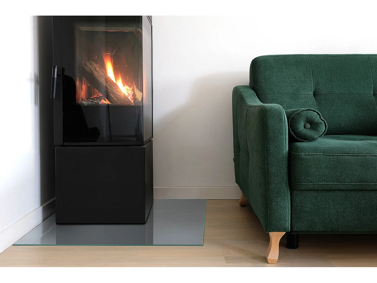 Glasplatte zum Schutz vor Funkenflug, Kaminauflage - Quadrat - 60x60 - Farbe Grau