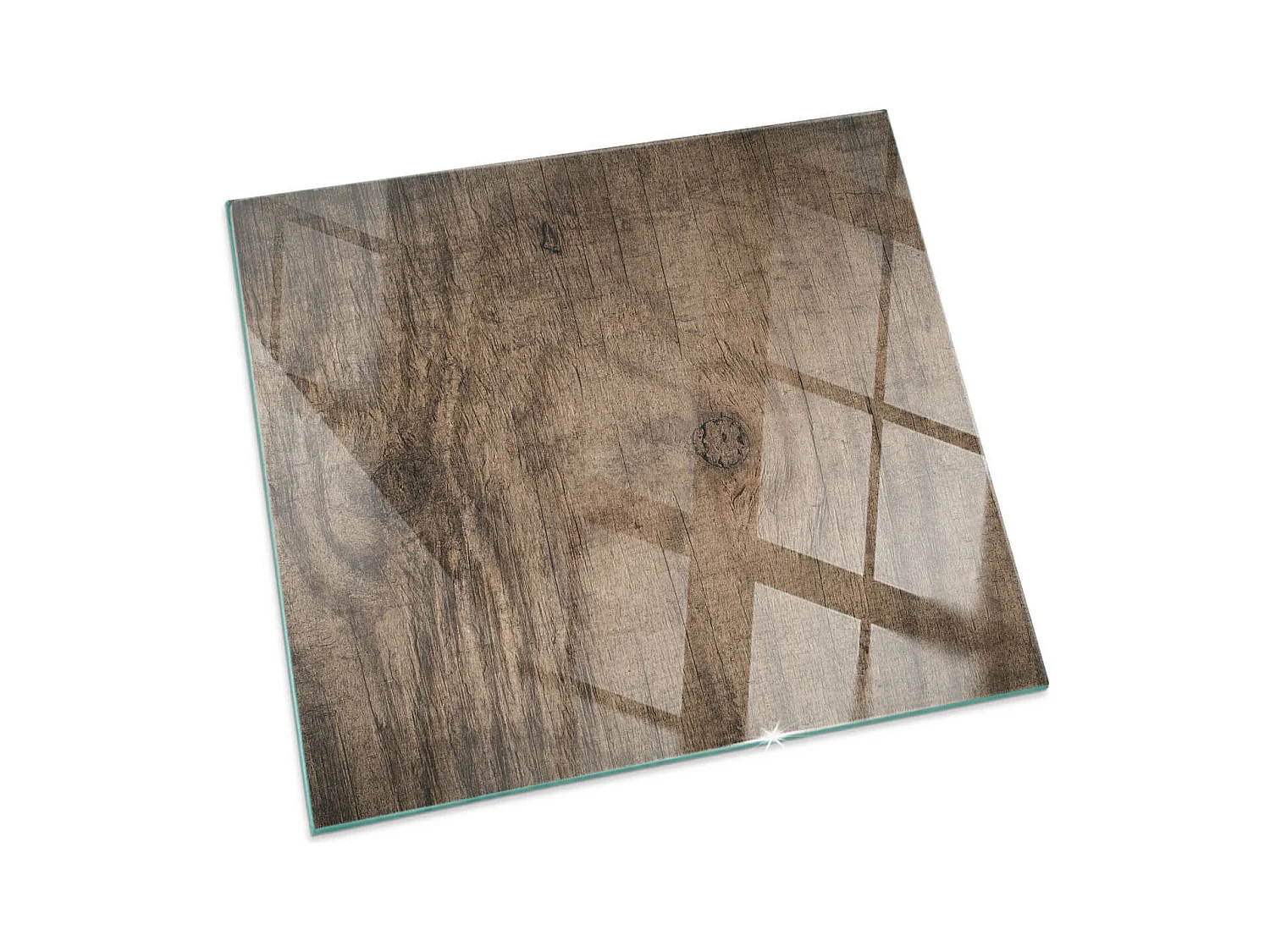 Plaque de sol en verre pour poêle - Carré - 60x60 - Modèle en bois naturel