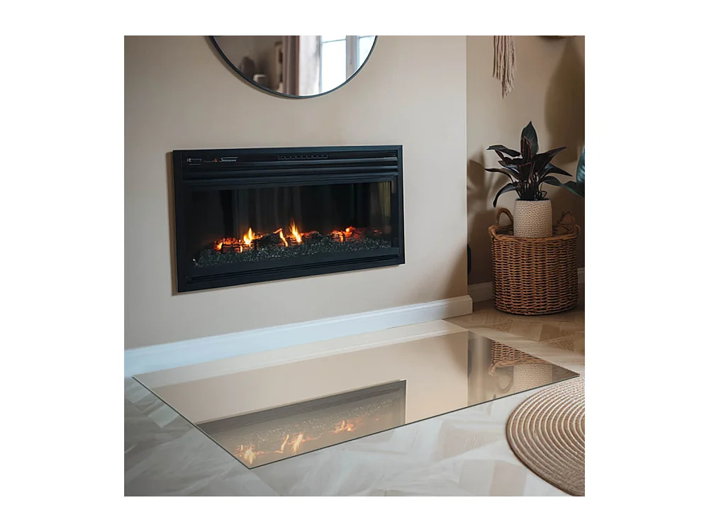 Glasplatte zum Schutz vor Funkenflug, Kaminauflage - Rechteck - 120x80 - Farbe Beige