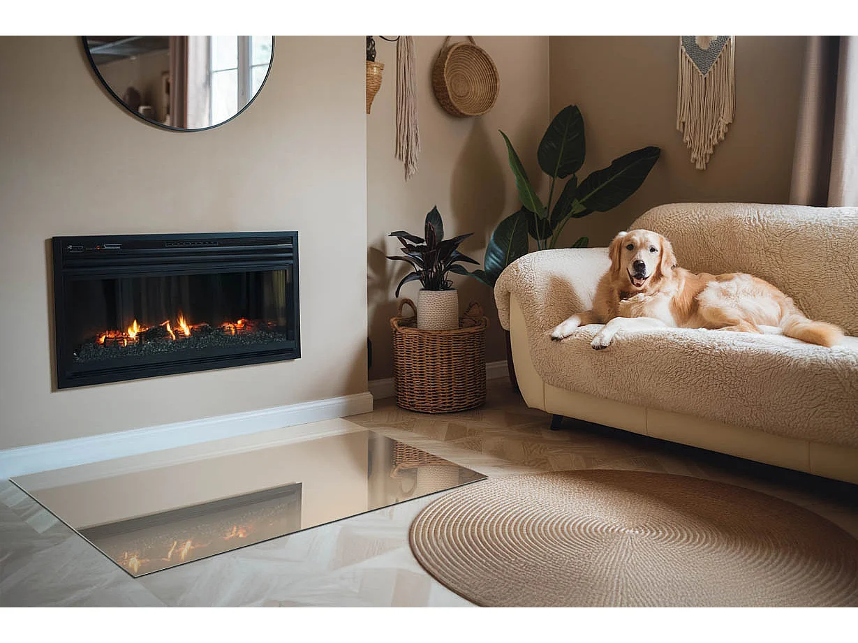 Vloerplaat voor houtkachel, onder open haard - Rechthoek - 120x80 - Kleur Beige