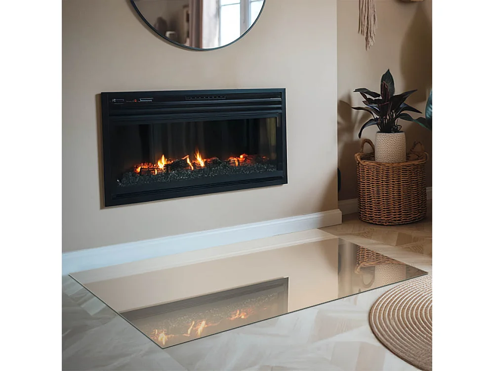 Vloerplaat voor houtkachel, onder open haard - Rechthoek - 120x80 - Kleur Beige