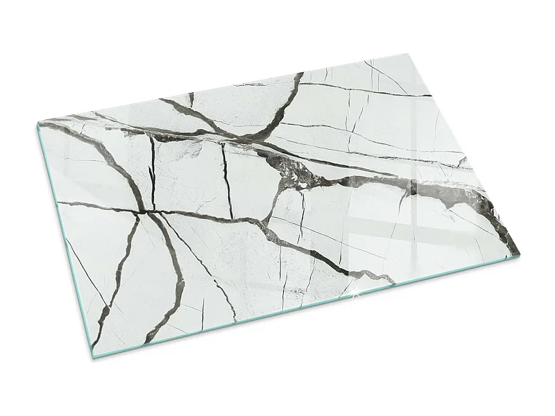Plaque de sol en verre pour poêle - Rectangle - 100x70 - Modèle de veine de marbre