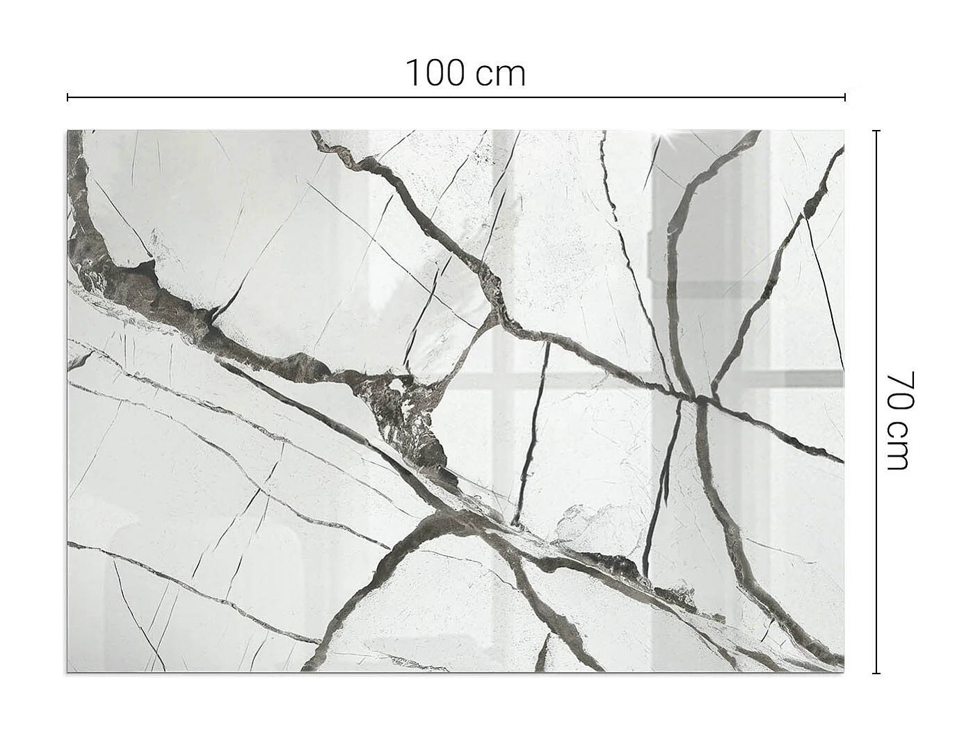 Glasplatte zum Schutz vor Funkenflug, Kaminauflage - Rechteck - 100x70 - Marmoradermuster