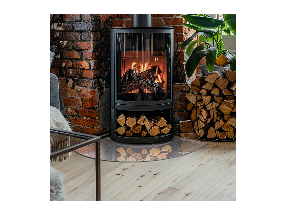 Plaque de sol en verre pour poêle - Un quart - 1/4 100x100 - Couleur Violet clair