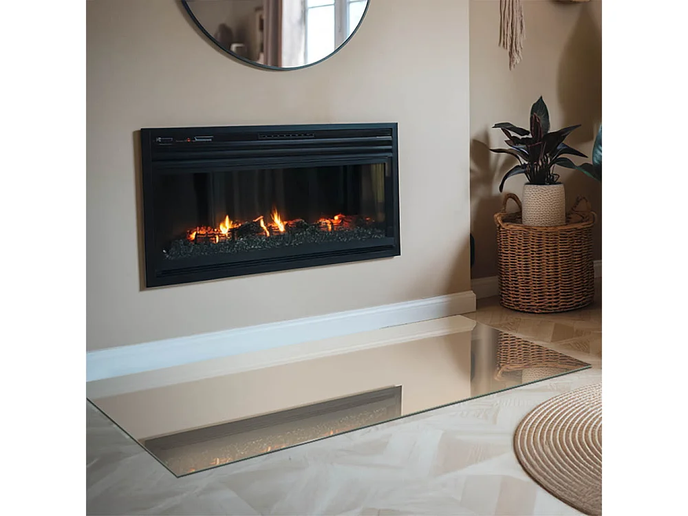 Glasplatte zum Schutz vor Funkenflug, Kaminauflage - Rechteck - 140x70 - Farbe Beige