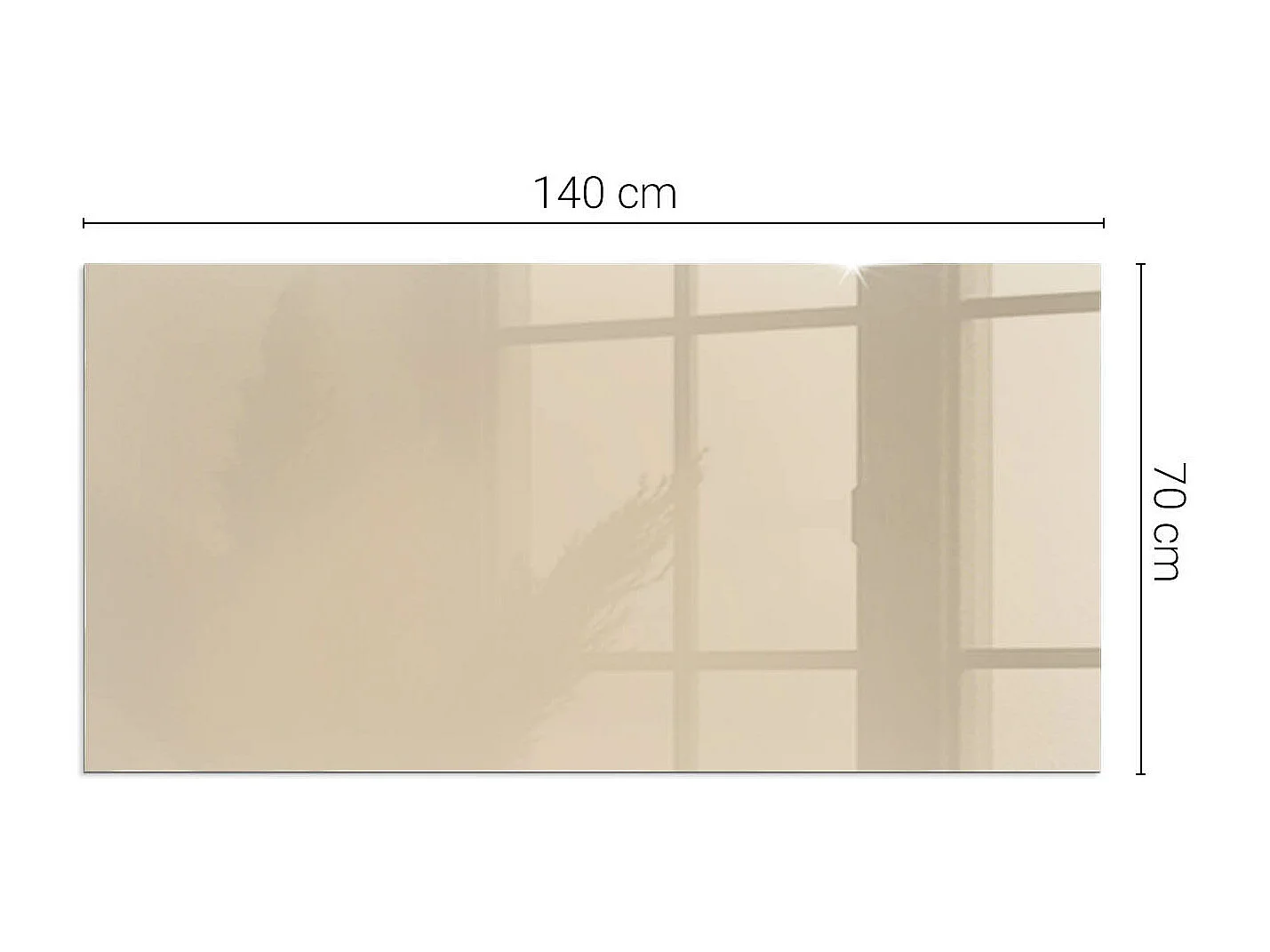 Glasplatte zum Schutz vor Funkenflug, Kaminauflage - Rechteck - 140x70 - Farbe Beige