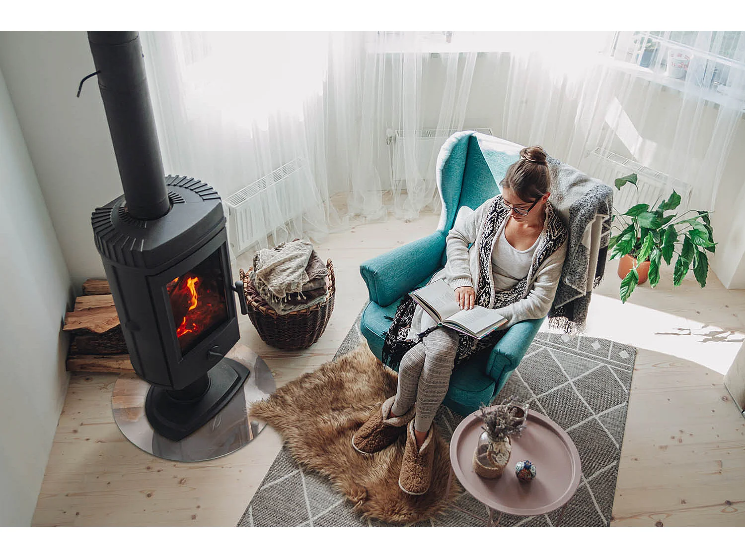 Glasplatte zum Schutz vor Funkenflug, Kaminauflage - Rad - 50x50 - Natursteinmuster