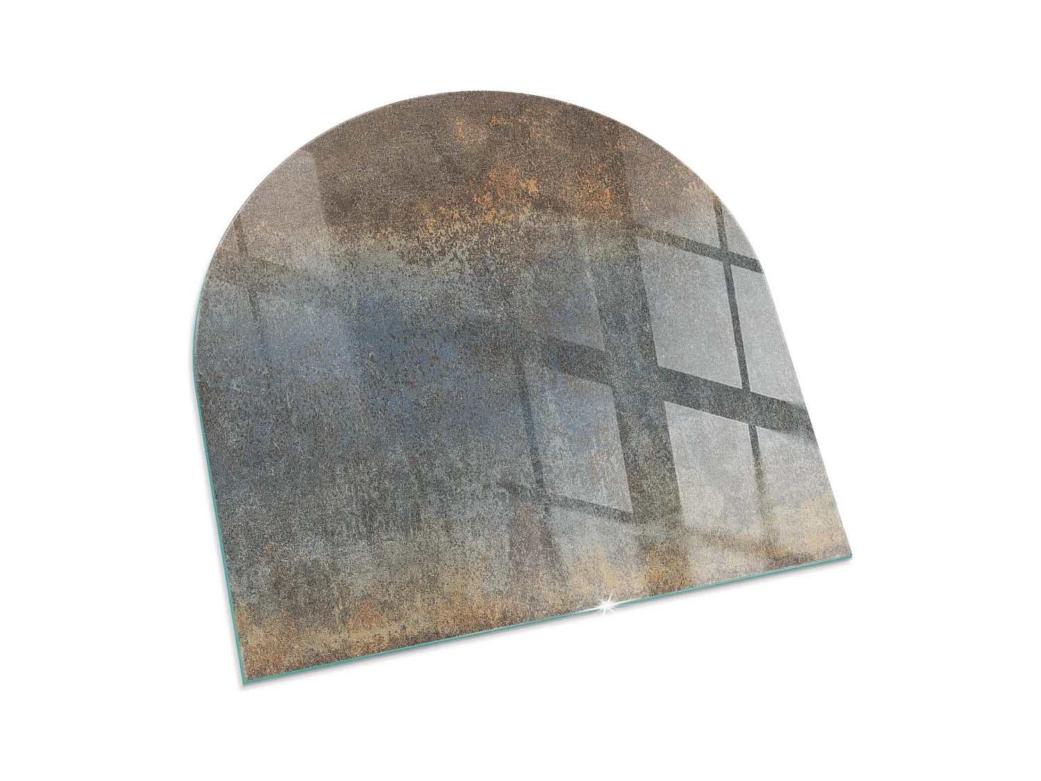 Plaque de sol en verre pour poêle - semi-circulaire - 100x100 - Motif floral avec papillons