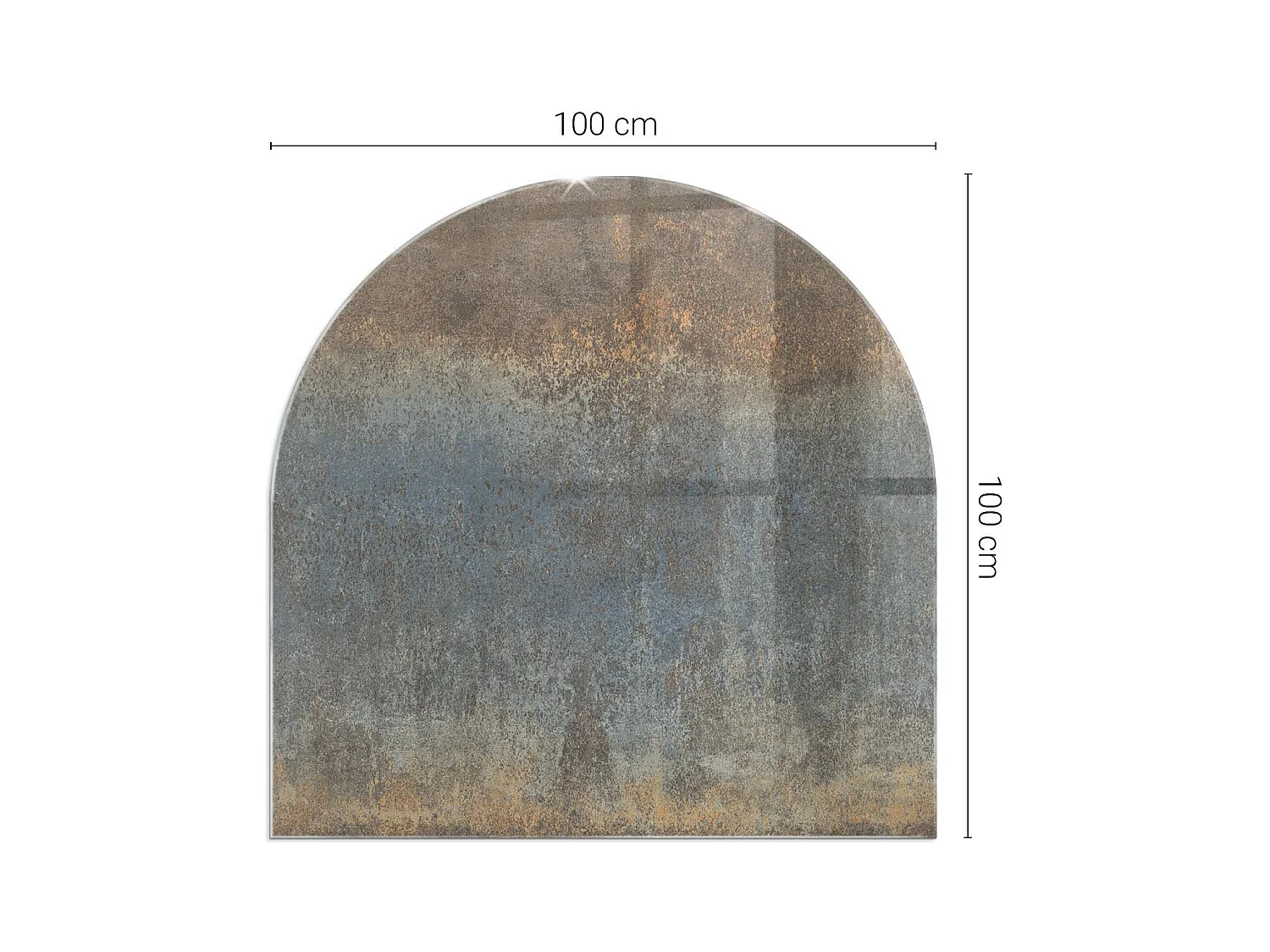 Plaque de sol en verre pour poêle - semi-circulaire - 100x100 - Motif floral avec papillons