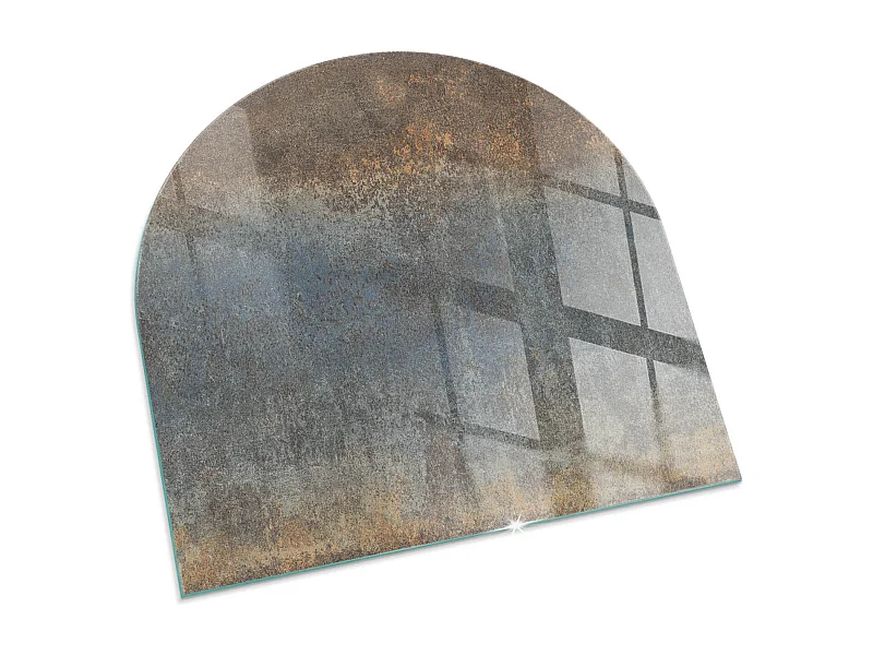 Glasplatte zum Schutz vor Funkenflug, Kaminauflage - halbrund - 100x100 - Blumenmuster mit Schmetterlingen